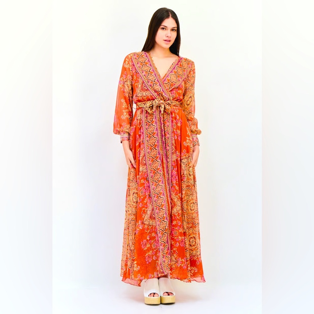 Bohemian Long Sleeve Maxi Dress in the color Rust NWT! - Picture 3 of 5